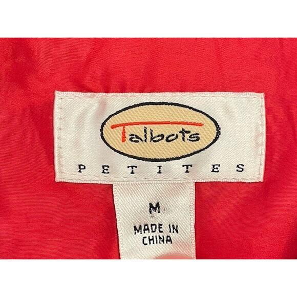 Talbots Womens Red Goose Down Blend Belted Vest Quilted Size Petite Medium - Picture 3 of 6